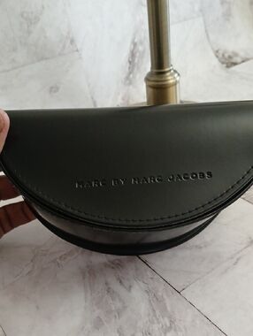 Marc by Marc Jacobs Black Semi-Circle Leather Pouch with Embossed Logo